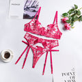 Bra and Panty Set Women Underwear Lace Lingerie 3pcs Open Cup See Through Thong Floral Embroidery Underwear Transparent Bra Set