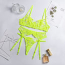 Bra and Panty Set Women Underwear Lace Lingerie 3pcs Open Cup See Through Thong Floral Embroidery Underwear Transparent Bra Set
