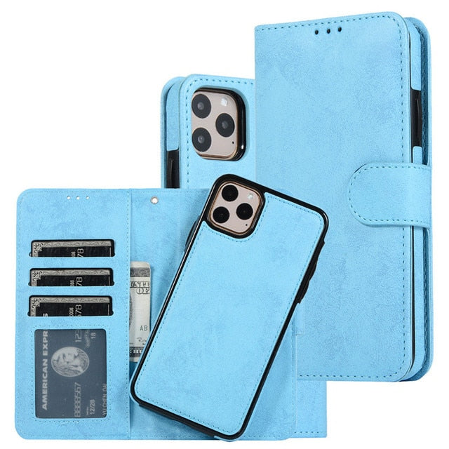 Luxury Leather Removable Case For iPhone SE 2020 12 13 Mini 11 Pro XR XS Max 6 6s 7 8 Plus 5 5s Flip Wallet Card Phone Bag Cover