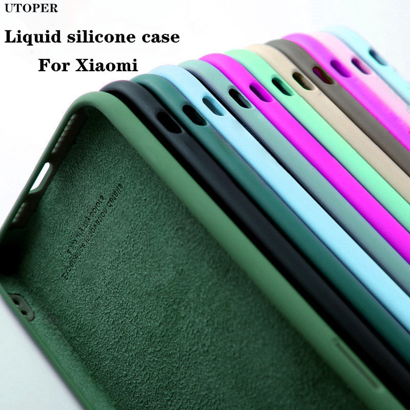 Original Liquid Silicone Phone Case For Xiaomi Redmi Note 7 8 9 9S 10 Pro Max 5G POCO X3 F3 M3 NFC Pro 5G Soft Thin Cover funda