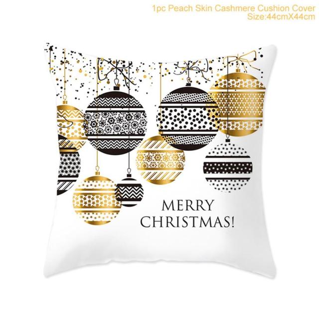45cm Christmas Black Gold Cushion Cover Merry Christmas Decorations for Home Cristmas Ornaments Natal Navidad Gift New Year 2021