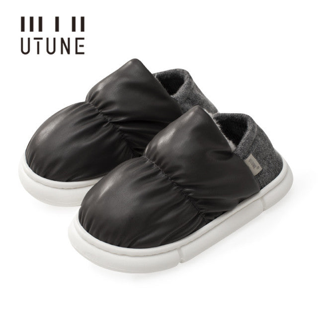 UTUNE New 2021 Toast Winter Women Slippers Warm Indoor Thick Sole Men Home Shoes Plush Dual purpose Shoe Light Outside Slippers