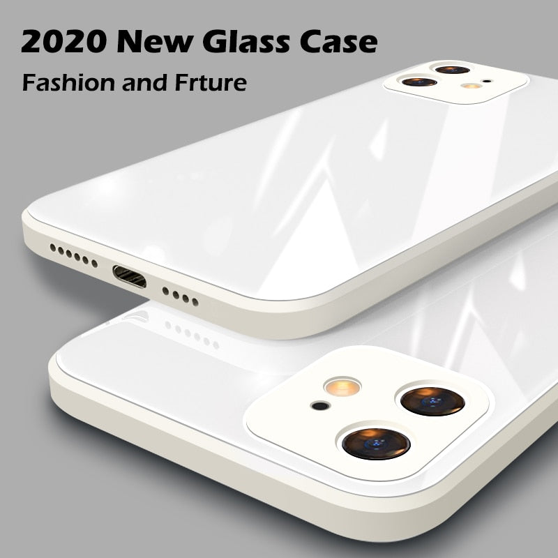 ASTUBIA Square Tempered Glass Case For iPhone 11 12 13 Pro Max Case Anti-knock Fram Cover For IPhone X XS MAX XR 7 8 Plus