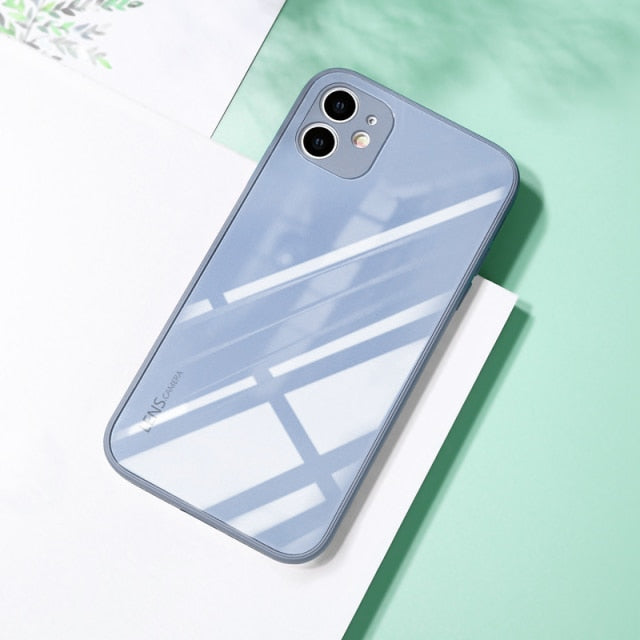 ASTUBIA Square Tempered Glass Case For iPhone 11 12 13 Pro Max Case Anti-knock Fram Cover For IPhone X XS MAX XR 7 8 Plus