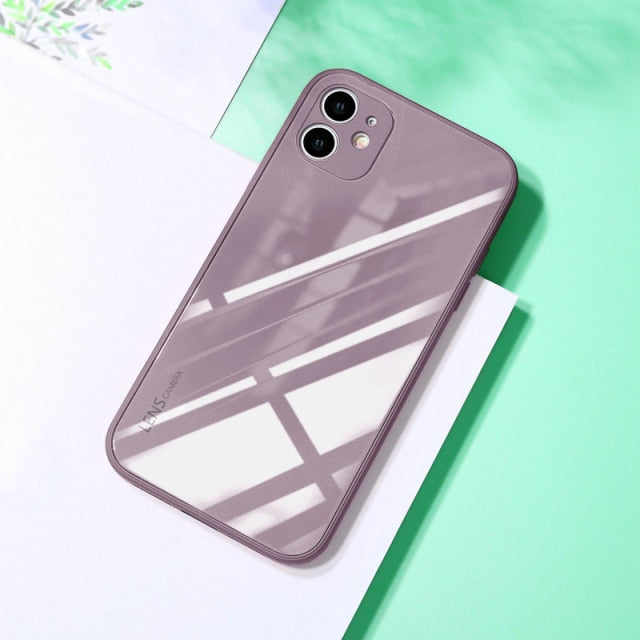 ASTUBIA Square Tempered Glass Case For iPhone 11 12 13 Pro Max Case Anti-knock Fram Cover For IPhone X XS MAX XR 7 8 Plus