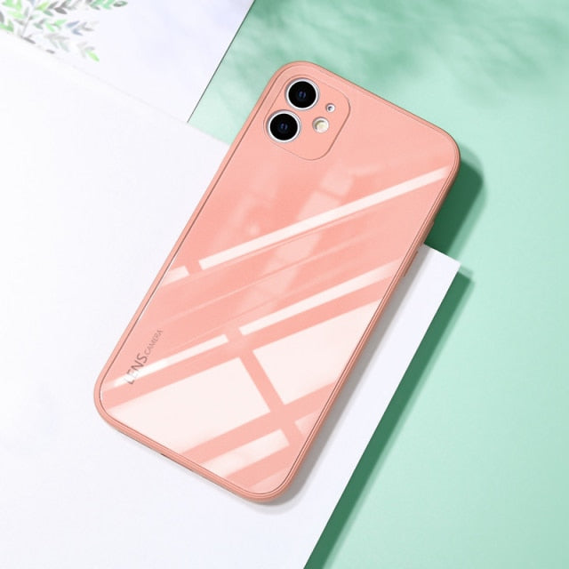 ASTUBIA Square Tempered Glass Case For iPhone 11 12 13 Pro Max Case Anti-knock Fram Cover For IPhone X XS MAX XR 7 8 Plus