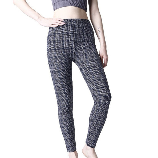 Women Leggings Grid Print Exercise Fitness Leggins Elasticity Plaid Push Up Legging Female Sexy Trousers Pants