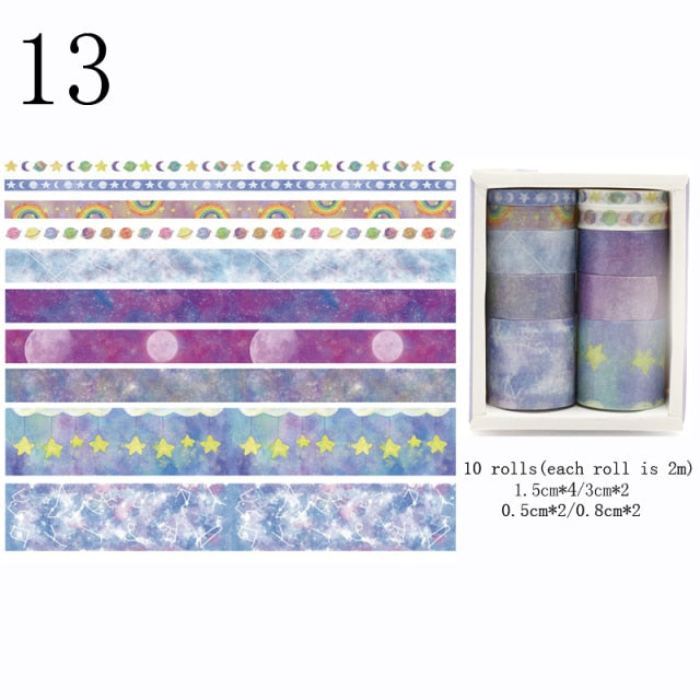 10Pcs/Set Cute Plant Leaves Washi Tape Kawaii Flower Masking Tape Whale Decorative Tape For Sticker Scrapbooking DIY Photo Album