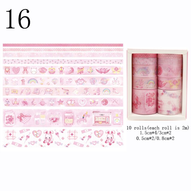 10Pcs/Set Cute Plant Leaves Washi Tape Kawaii Flower Masking Tape Whale Decorative Tape For Sticker Scrapbooking DIY Photo Album