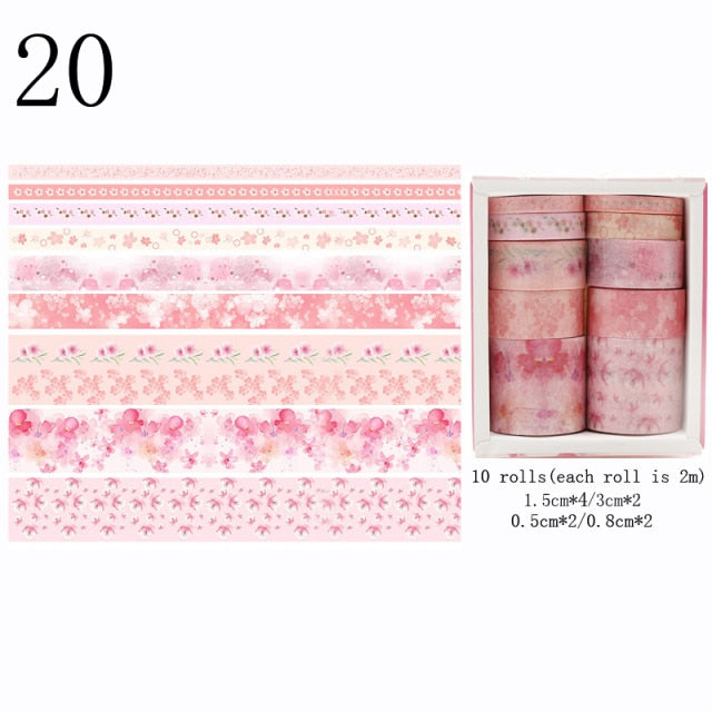 10Pcs/Set Cute Plant Leaves Washi Tape Kawaii Flower Masking Tape Whale Decorative Tape For Sticker Scrapbooking DIY Photo Album