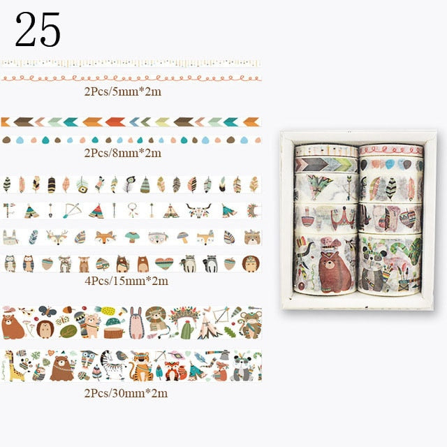 10Pcs/Set Cute Plant Leaves Washi Tape Kawaii Flower Masking Tape Whale Decorative Tape For Sticker Scrapbooking DIY Photo Album