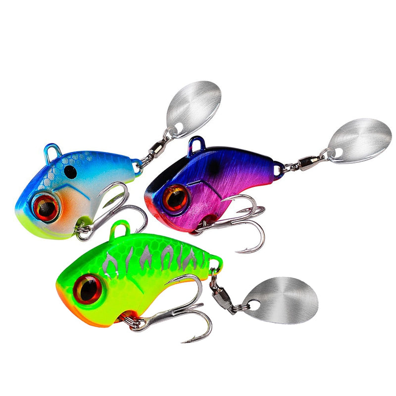 Fishing Lures Wobble Rotating Metal VIB Vibration Bait For Pike Bass Trout Treble Hook Artificial Hard Baits Spinner Spoon Lure