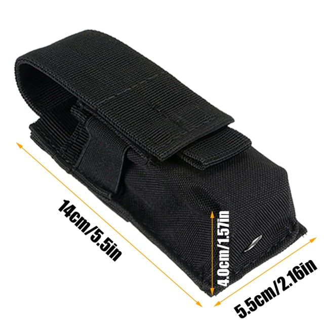 Tactical Molle M5 Flashlight Pouch CQC Single Pistol Magazine Pouch Torch Holder Case Outdoor Hunting Knife Light Holster Bag