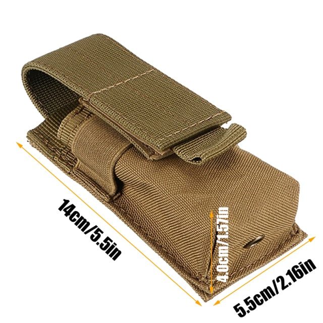 Tactical Molle M5 Flashlight Pouch CQC Single Pistol Magazine Pouch Torch Holder Case Outdoor Hunting Knife Light Holster Bag