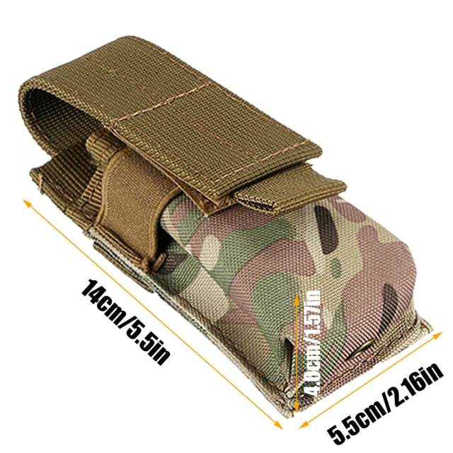 Tactical Molle M5 Flashlight Pouch CQC Single Pistol Magazine Pouch Torch Holder Case Outdoor Hunting Knife Light Holster Bag