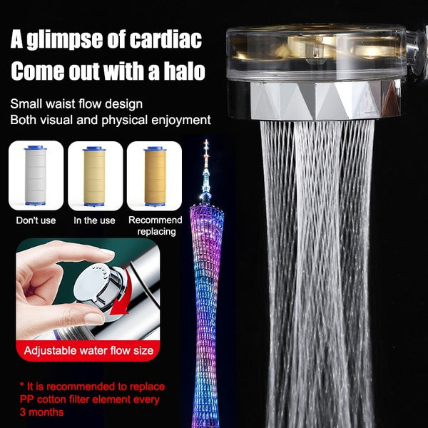 Turbocharged Shower Head Adjustable Water Pressure Shower Sprayer with Filter Handheld Universal Showerhead Bath Shower Nozzle