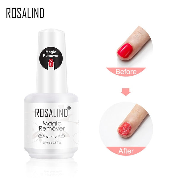 ROSALIND Nail Gel Polish Magic Remover For Manicure Fast Clean Within 2-3 MINS Gel Nail Polish Remove Base Top Coat
