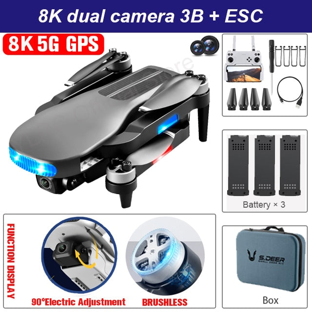 New LU3 MAX GPS  Drone 8K Hd Dual Camera Profesional Helicopter FPV Dron Foldable Rc Quadcopter 5G Wifi Brushless Motor Drones