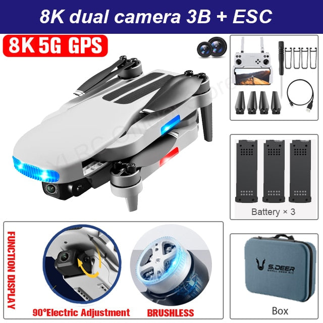 New LU3 MAX GPS  Drone 8K Hd Dual Camera Profesional Helicopter FPV Dron Foldable Rc Quadcopter 5G Wifi Brushless Motor Drones