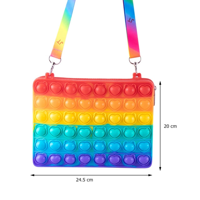 Cute Bag Fidget Toys Reliver Stress Toy Rainbow Push Bubble Simple Dimmer Antistress Toy Children Sensory Game Toy Backpack