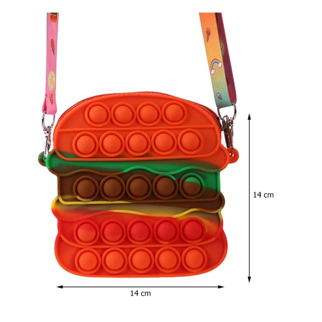 Cute Bag Fidget Toys Reliver Stress Toy Rainbow Push Bubble Simple Dimmer Antistress Toy Children Sensory Game Toy Backpack