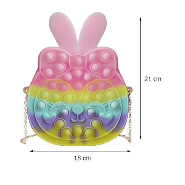Cute Bag Fidget Toys Reliver Stress Toy Rainbow Push Bubble Simple Dimmer Antistress Toy Children Sensory Game Toy Backpack