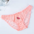 Women Sexy Lace Lingerie Temptation Low-waist Panties Fruit  Embroidery Transparent Briefs Seamless Sweet Underwear