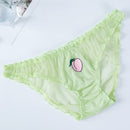 Women Sexy Lace Lingerie Temptation Low-waist Panties Fruit  Embroidery Transparent Briefs Seamless Sweet Underwear