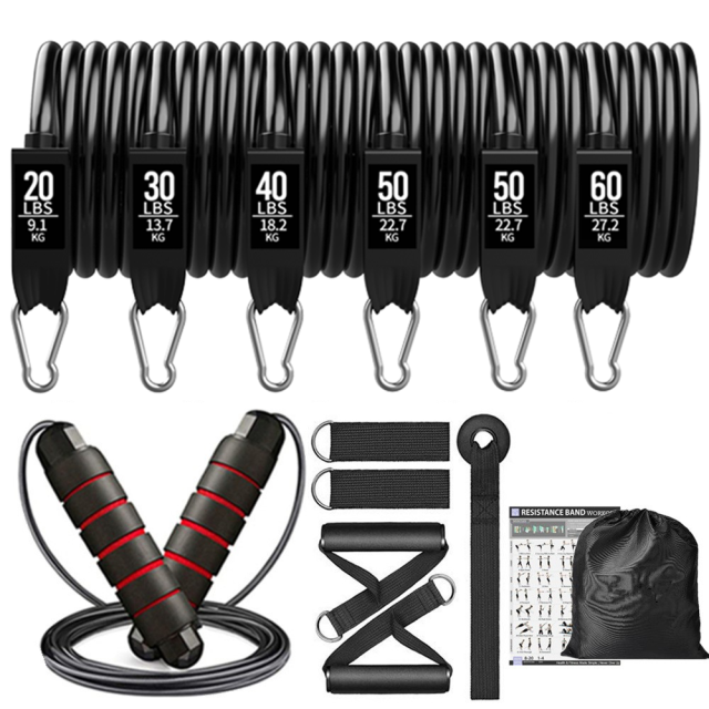 300lb Fitness Booty Resistance Elastic Band Workout for Training Home Exercise Sport Gym Dumbbell Harness Set Expander Equipment