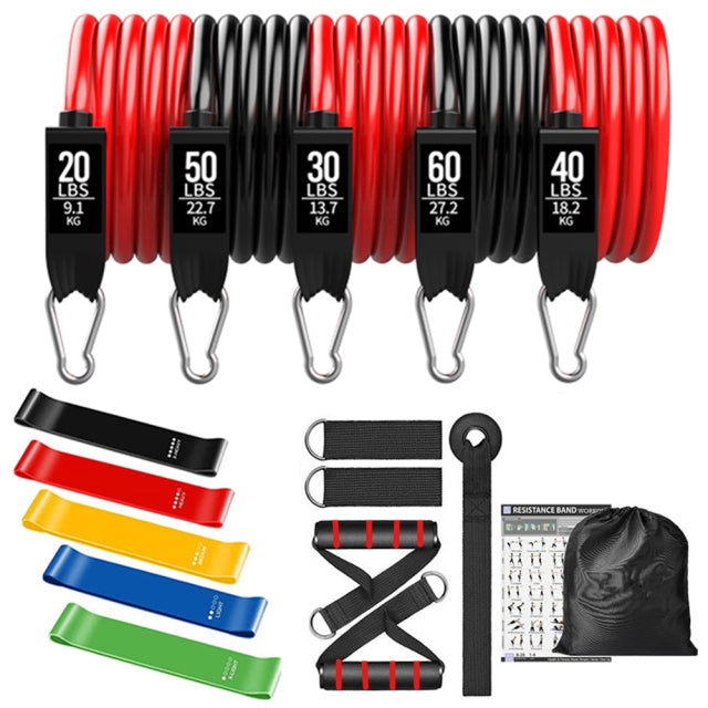 300lb Fitness Booty Resistance Elastic Band Workout for Training Home Exercise Sport Gym Dumbbell Harness Set Expander Equipment