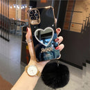 Luxury Plating Love Heart Mirror Hairball Phone Case For Iphone 13 12 11 Pro Max 7 Plus X XR Fashion Glitter Soft Silicone Cover