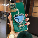 Luxury Plating Love Heart Mirror Hairball Phone Case For Iphone 13 12 11 Pro Max 7 Plus X XR Fashion Glitter Soft Silicone Cover