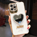 Luxury Plating Love Heart Mirror Hairball Phone Case For Iphone 13 12 11 Pro Max 7 Plus X XR Fashion Glitter Soft Silicone Cover