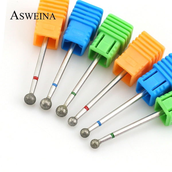 1Pc Diamond Nail Drill Ball Rotary Bit Eletric Milling Cutter Files 5.0mm Manicure Burr Cuticle Clean Polish Machine Accessory
