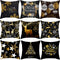 45cm Christmas Black Gold Cushion Cover Merry Christmas Decorations for Home Cristmas Ornaments Natal Navidad Gift New Year 2021