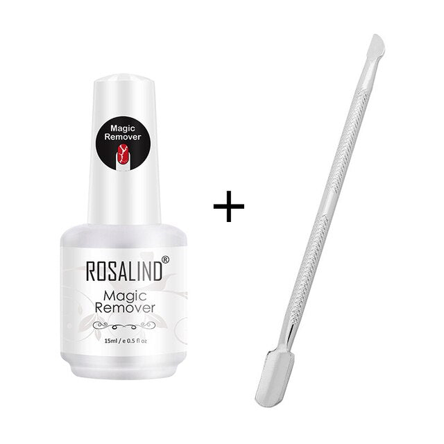 ROSALIND Magic Remover Nail Gel Polish Fast Clean Within 2-3 MINS Soak Off Gel Nail Polish Top Coat Nail Remover