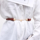 Adjustable PU Leather Ladies Dress Belts Skinny Thin Women Waist Belts Strap Gold Color Buckle Female Belts pasek damski