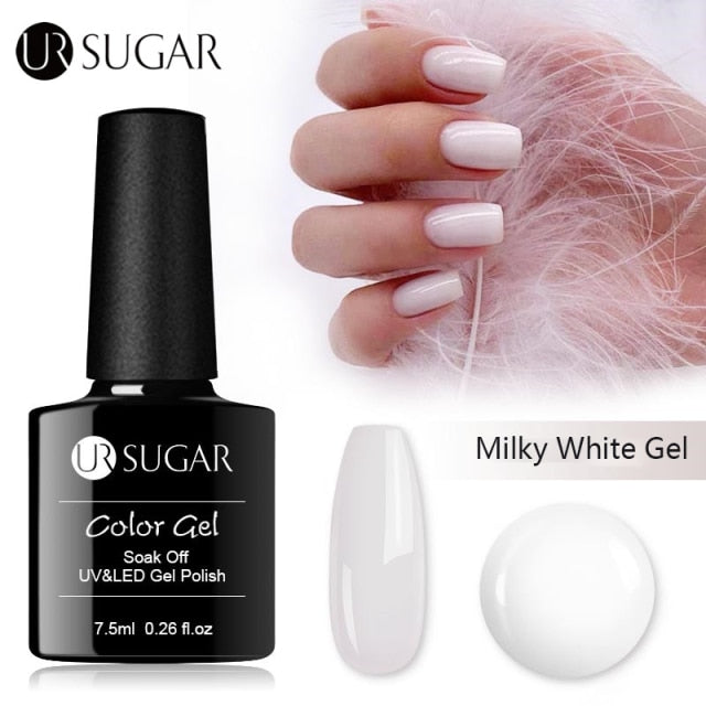 UR SUGAR Milky White Jelly Gel Polish 7.5ml Soak Off UV Gel Nail Polish Varnish Semi-permanent Nail Art UV LED Varnish