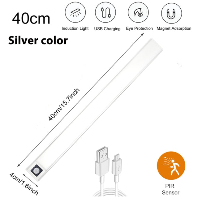 10 20 30 40CM Led Light Under Cabinet Light Motion Sensor night light Closet Light Cabinet Kitchen Lighting Magnetic night light