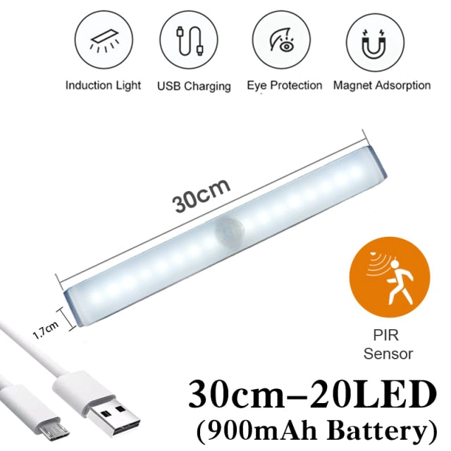 10 20 30 40CM Led Light Under Cabinet Light Motion Sensor night light Closet Light Cabinet Kitchen Lighting Magnetic night light