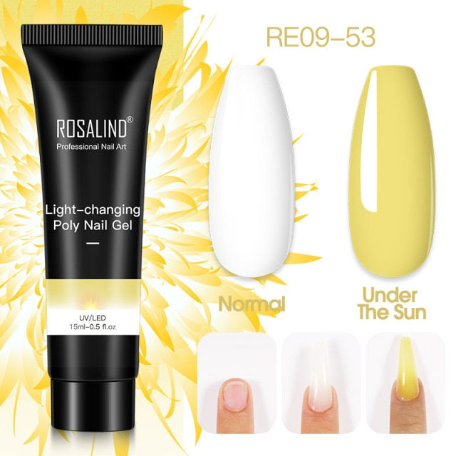 ROSALIND 15ml Poly Extension Nail Gel For Nail Art Manicure Design 80 Colors UV Varnishes Semi Permanent Builder Nail Gel Polish