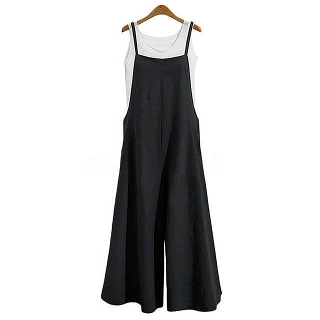 Instylish Women's Oversize Bib Trousers Wide Leg pants Overalls Jumpsuit Romper Summer Trousers with Straps Casual Streetwear