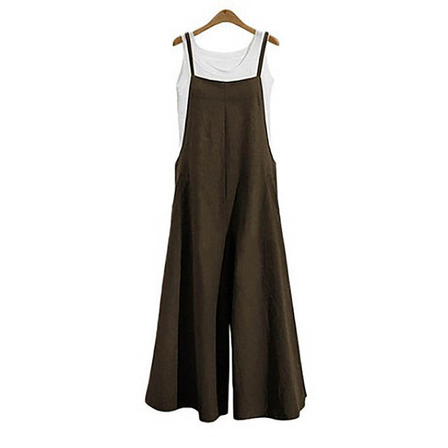 Instylish Women's Oversize Bib Trousers Wide Leg pants Overalls Jumpsuit Romper Summer Trousers with Straps Casual Streetwear