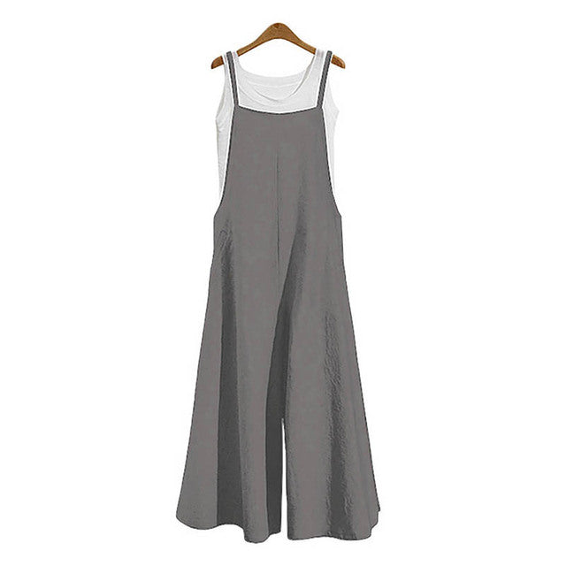 Instylish Women's Oversize Bib Trousers Wide Leg pants Overalls Jumpsuit Romper Summer Trousers with Straps Casual Streetwear