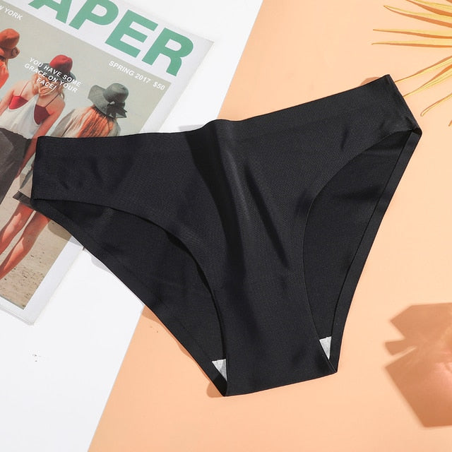 AIJOLEN  Printed Plant Underwear Ice Silk Seamless Panties Female Underpants Briefs Solid Color Women's Underwear Soft Lingerie