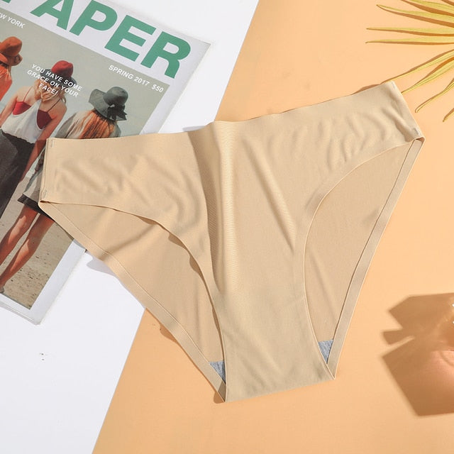 AIJOLEN  Printed Plant Underwear Ice Silk Seamless Panties Female Underpants Briefs Solid Color Women's Underwear Soft Lingerie