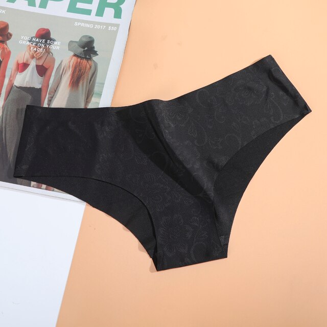 AIJOLEN  Printed Plant Underwear Ice Silk Seamless Panties Female Underpants Briefs Solid Color Women's Underwear Soft Lingerie