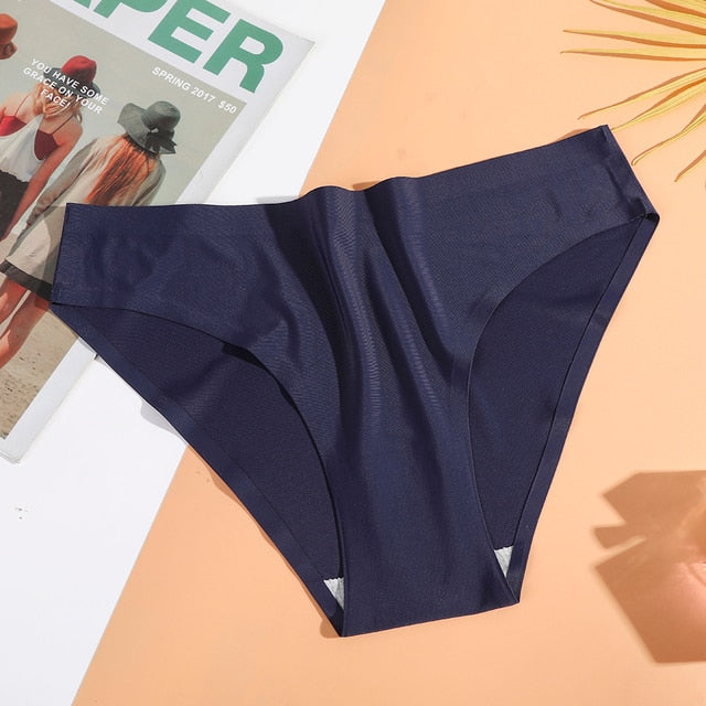 AIJOLEN  Printed Plant Underwear Ice Silk Seamless Panties Female Underpants Briefs Solid Color Women's Underwear Soft Lingerie