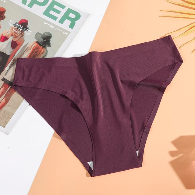 AIJOLEN  Printed Plant Underwear Ice Silk Seamless Panties Female Underpants Briefs Solid Color Women's Underwear Soft Lingerie