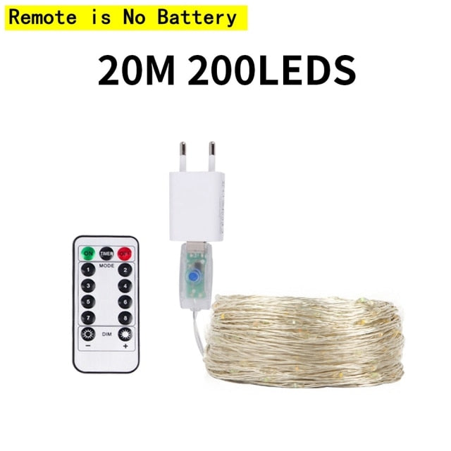 5M-120M LED String Lights Garland Street Fairy Lamps Christmas Led Outdoor Remote For Patio Garden Home Tree Wedding Decoration